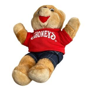 SHONEY'S TEDDY BEAR 10" PLUSH Shirt & Overalls Restaurant plush Collectible